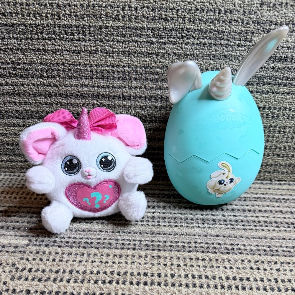 Zuru Rainbocorn Pink and White Plush Toy with Egg lot (2)